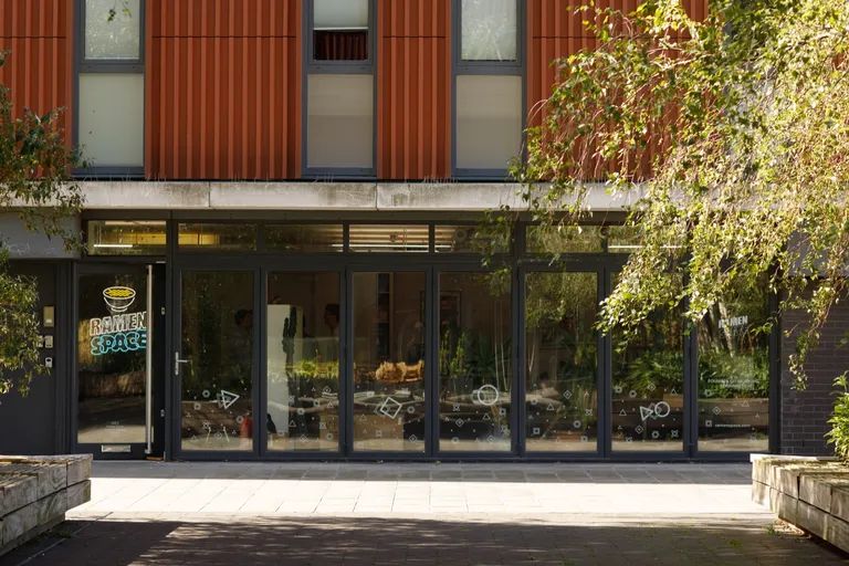 The Ramen Space entrance on Dalston Square, 1 minute from Dalston Junction